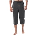 thumbnail image 1 of Men Elastic Drawstring Capri Pajama Pants, Solid Loose Wide Leg Below Knee Loungewear Sleep Bottoms with Front Pocket & Button Fly Size 3XL Dark Gray, 1 of 8