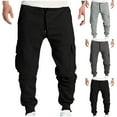thumbnail image 1 of Men Elastic Waist Printed Trousers, Sport Pants, Joggers, Straight Leg Drawstring Button Fly, Quick Dry Lightweight Stretchy, Athletic Gym Workout Running Hiking Daily Wear,, 1 of 6