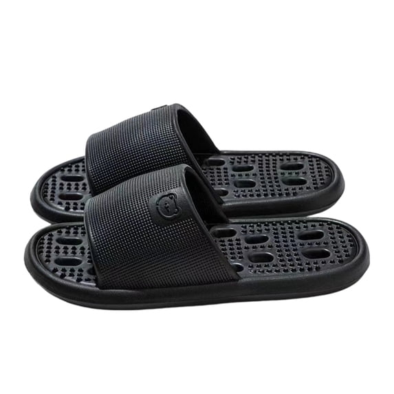 Men Embossed Bear Shower Shoes, Slide Sandals, EVA Quick‑Dry Lightweight Bathroom Slippers With Full Drainage Holes for Shower & Indoor Home Wear