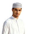 thumbnail image 1 of Men Embroidered Beret Cap Traditional Prayer Hat Soft Velvet Rounded Headwear, 1 of 4