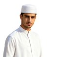 thumbnail image 1 of Men Embroidered Beret Cap Traditional Prayer Hat Soft Velvet Rounded Headwear, 1 of 4