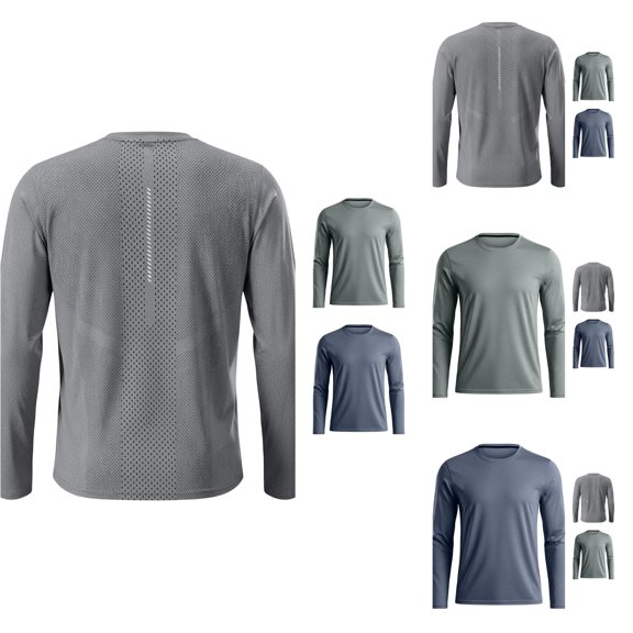 Men Everyday Performance Long Sleeve Training Tee for Gym Running Outdoor Activities Athletic Top Comfort Fit for All Seasons Men's Loose Fit Shirts