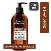 L Oreal Paris Men Expert Cleansing 3-in-1 Beard, Face & Hair Wash 200ml, Barber Club Wash With Cedarwood Essential Oil, Deeply Cleanses and Removes Beard Flakes