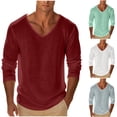 thumbnail image 1 of Men Fall Blouse Mineart Men Long Sleeve V Neck Solid Tops Blouses Fashion Loose Casual Lightweight Shirts Breathable All Season Daily Commuting Pullover Shirts for Adult Men, 1 of 6