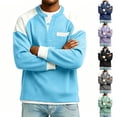 thumbnail image 1 of Men Fall Blouse Mineart Men's Color Block Knit Button Up Shirt Raglan Long Sleeve Shirt 3-Button Stand Collar With Chest Pocket Soft Casual Tops, 1 of 6