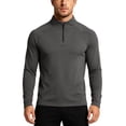 thumbnail image 1 of Men Fall Clothes,Athletic Shirts for Men Solid Color Long Sleeve 1/4 Zip Stretchy Sport T-Shirts with Thumb Hole Casual Gym Workout Top, 1 of 7