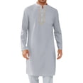 thumbnail image 1 of Men Fall Clothes,Mens Kaftan Thobe Button Down Casual Henley Shirts Long Sleeve Robe Cotton Linen Muslim Gown Shirts Fashion 2026, 1 of 6
