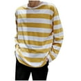 thumbnail image 1 of Men Fall Clothes,Mens Striped T Shirt Long Sleeve Crewneck Tee Trendy Basic Daily Tops Oversize Workout Tshirts Comfy Soft Clothes, 1 of 2