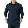 thumbnail image 1 of Men Fall Clothes,Work Shirts for Men Vintage Button Down Long Sleeve Cargo Military Shirt Jacket Outdoor Hiking Fishing Shirt, 1 of 4
