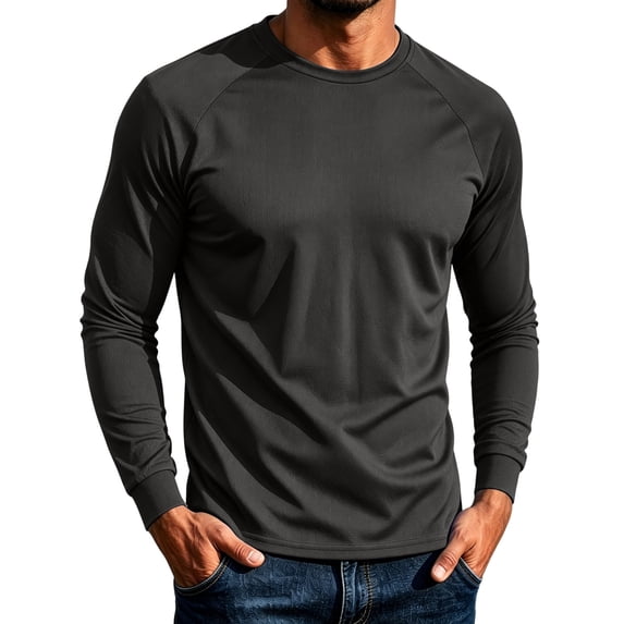 Men Fall Clothes,Workout Shirts for Men Breathable Raglan Long Sleeve Athletic Tee Tops Lightweight Crew Neck T Shirts