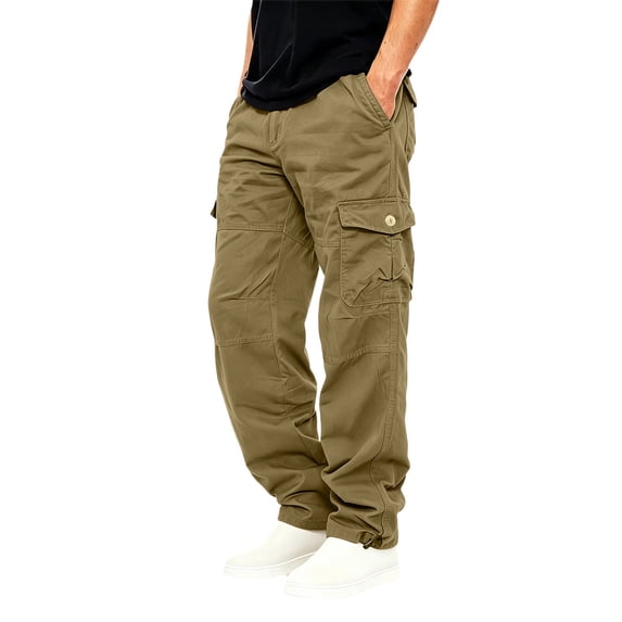 Men Fall Summer Cargo Pants Multi Pockets Straight Fit Fashion Casual Long Pants Running Hiking