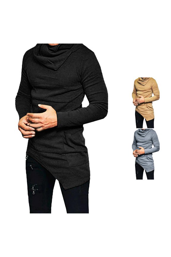 Men Fall Winter Thin Long Sleeve T Shirt Lapel Bib Pockets Tops Men's Loose Fit Shirts