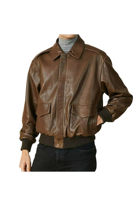 Men Fashion Bomber Brown 100% Genuine Lambskin Leather Lightweight Soft Satin lining Jackets for Men - S Size