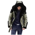thumbnail image 1 of Men Fashion Cardigan Shirts Coat Men'S Wool Blend Coat Retro Street Plus Velvet Thick Hooded Collar Zipper Straight Leather Jacket Windbreaker For Outdoor, 1 of 9