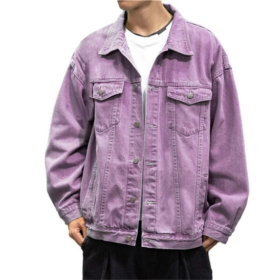 Men Fashion Casual Jackets Outdoor Fall/Winter Single Button Denim Long Sleeve Resort Vintage Shirt Lapel Solid Color Classic Coat Dailywear Comfy Loose Overcoat