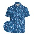 thumbnail image 1 of Men Fashion Casual Printed Lapel Button Short Sleeve Shirt Breathable Spring Summer Autumn Wear Blue XXL, 1 of 3