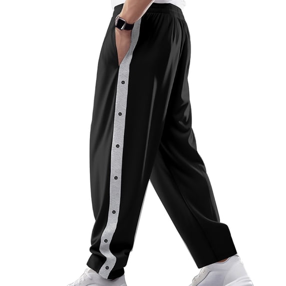 Men Fashion Casual Sports Breasted Loose Straight Leg Wide Button Pants Trousers Fit Sweatpants Workout Winter Clothing