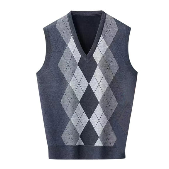 JIKNTTR Mens Autumn Winter Casual Fashion V Neck Sleeveless Knit Vest Sweater Vest Versatile Pullover Vest