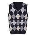 thumbnail image 1 of JIKNTTR Men Fashion Coats Autumn Winter Thicken Wram Fashion Casual Pullover Contrast Knitted Sweater Vest, 1 of 7