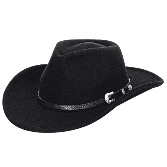 Men Fashion Cowgirl Hats Wide Brim Black Top Hat, Fashion Gentleman Hat with Big Head Circumference