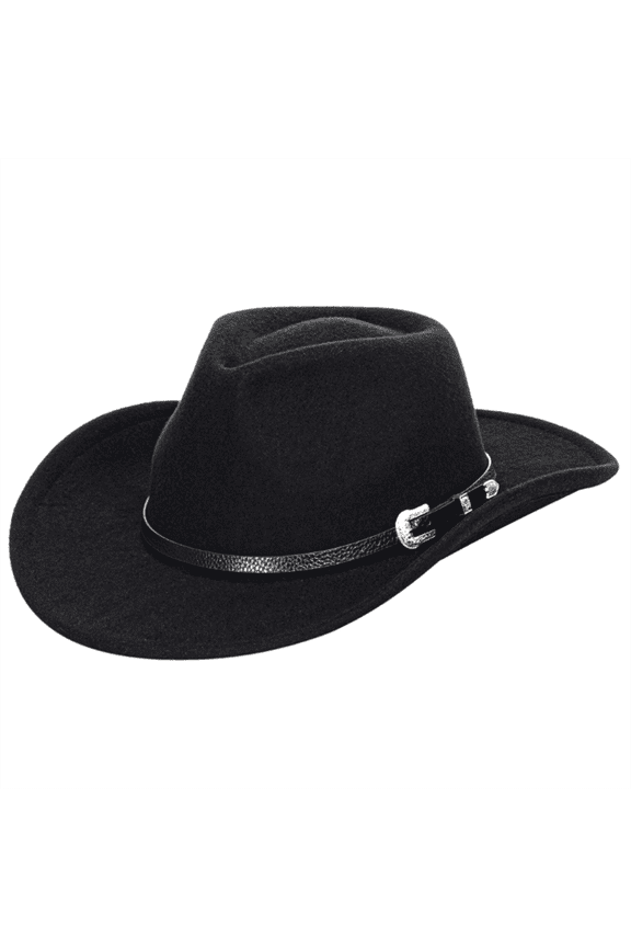 Men Fashion Cowgirl Hats Wide Brim Black Top Hat, Fashion Gentleman Hat with Big Head Circumference
