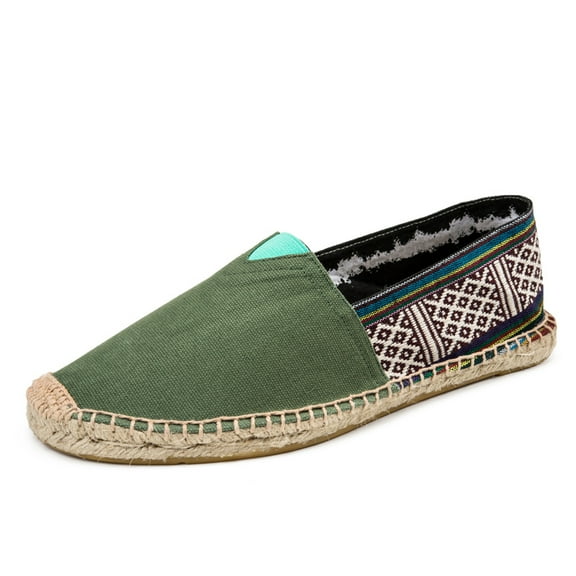 Men Fashion Ethnic Canvas Stitching Slip On Espadrille Loafers Casual Shoes