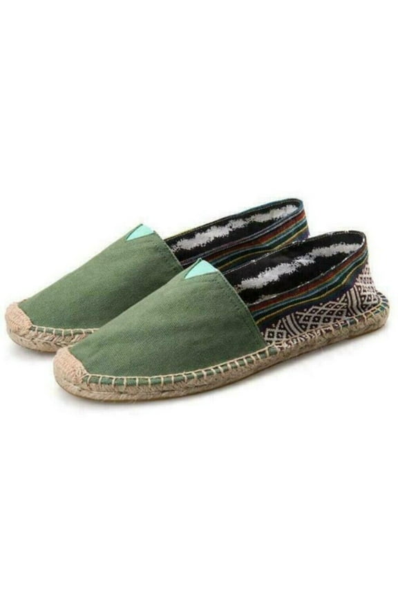 Men Fashion Ethnic Canvas Stitching Slip On Espadrille Loafers Casual Shoes