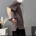 thumbnail image 1 of Men Fashion Hidden Pocket FIve Point Sleeve T-Shirt Breathable Loose O Neck Tops, 1 of 11