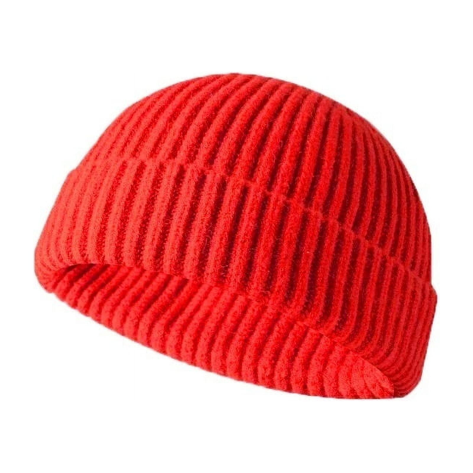 ●typeservice● Pocket Muffler Beanie Red NATA17RDF Men Fashion Knitted Hat Beanie Skullcap Sailor Cap Cuff