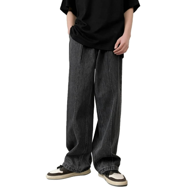 Men Fashion Loose Plus Size Jeans Street Wide Leg Trousers Pants
