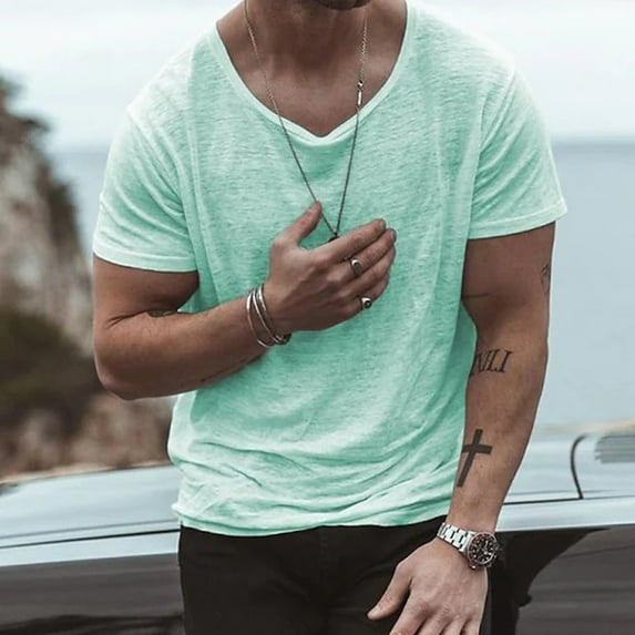 Men Fashion Loose T Shirts Solid Short Sleeve O Neck Pullovers Vintage Thin Tees