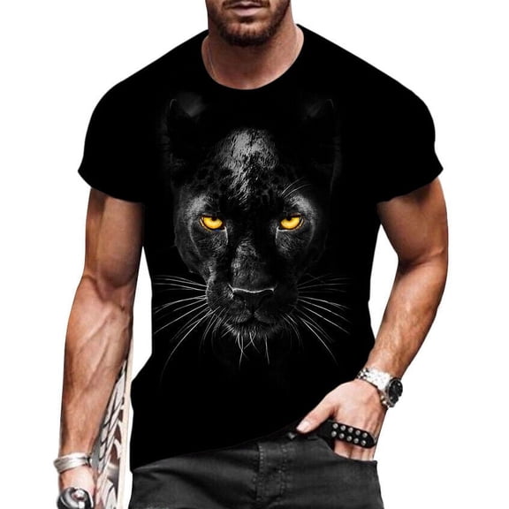 Men Fashion Panther Gaze Print Streetwear Black US1098