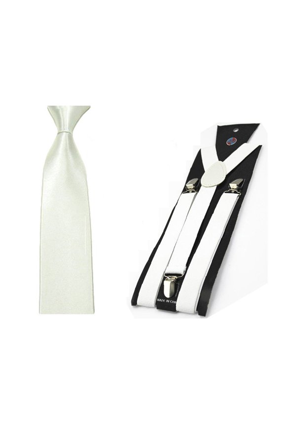 Men Fashion Satin Skinny 5CM Tie Necktie Y-shape Elastic Suspenders Brace Set