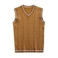 thumbnail image 1 of Men Fashion Sleeveless Sweater Soft Vest Striped Trim V Neck Pullover Trendy Casual Dailywear Coat, 1 of 2