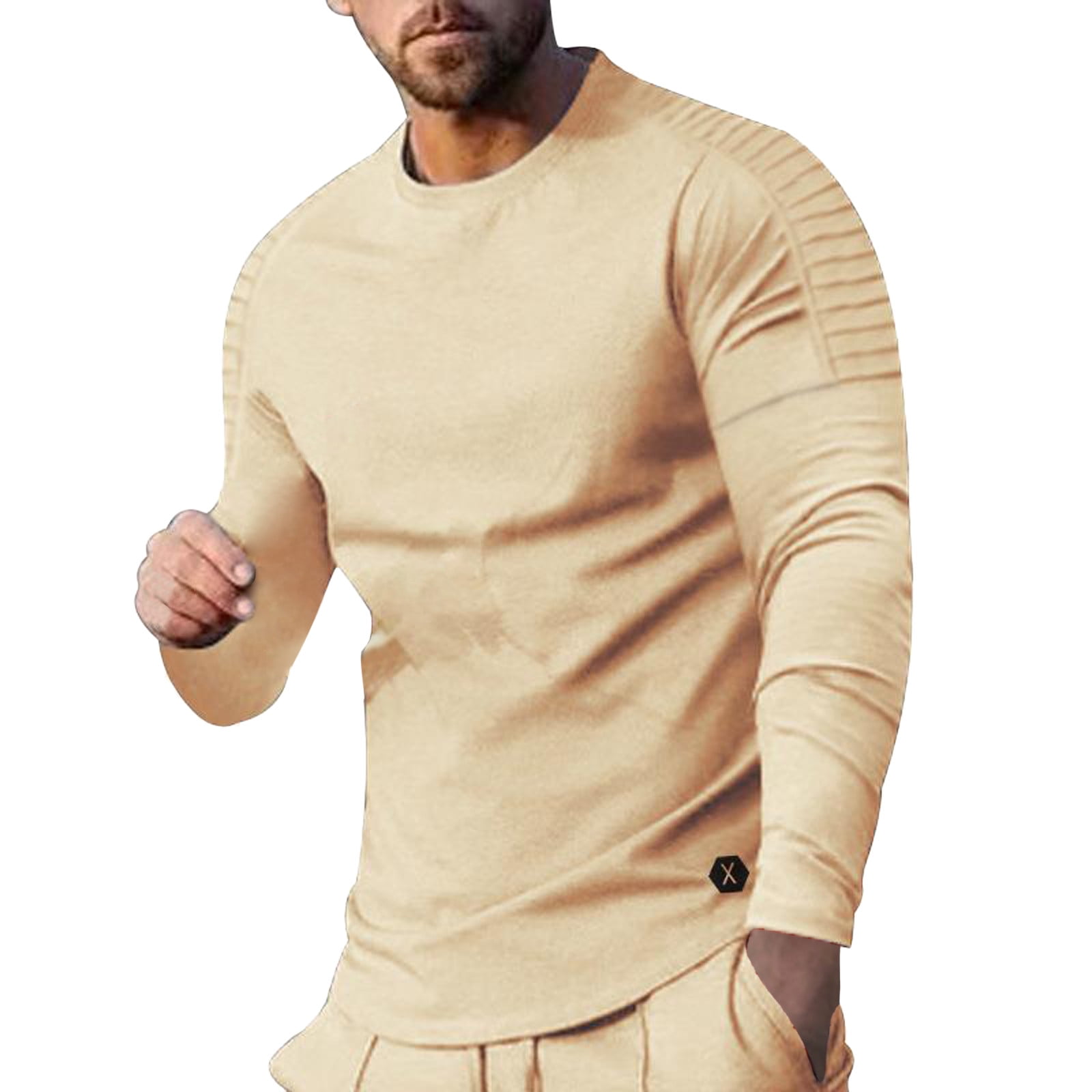 Foranderlig krysantemum positur Men Fashion Slim T-Shirt Tee Mens Solid Fashion Casual Sports Fitness  Outdoor Round Neck Shoulder Fold T Shirt Raglan Long Sleeve Top -  Walmart.com
