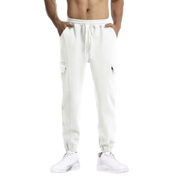 Men Fashion Solid Casual Elastic Waist With Pocket Trousers Sport Pants