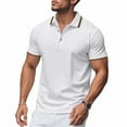 thumbnail image 1 of Ahabrexf Polo Shirts for Men Men Fashion Solid Color Button Short Sleeve Turndown Collar Blouse Polo Shirts Cool Classic Polo| Slim Fit 4-Way Stretch Golf Sweatshirts for Men, 1 of 9