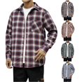 thumbnail image 1 of Men Fashion Square Print Lightweight Breathable Long Sleeve Lapel Shirt Red L, 1 of 9