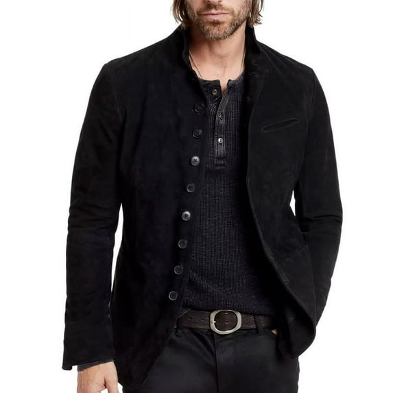 Men Fashion Stylish Black 100% Genuine Suede Leather Lightweight Soft Satin lining Jackets for Men - XS Size