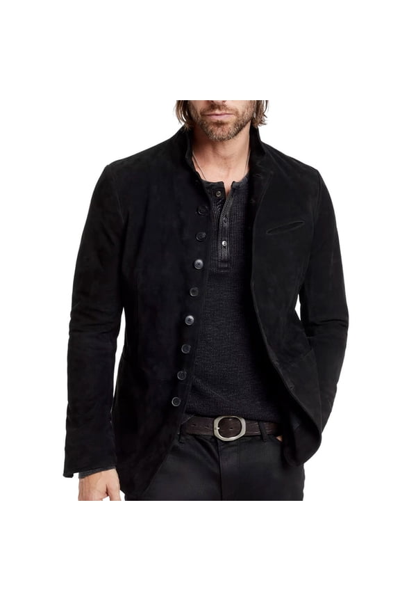 Men Fashion Stylish Black 100% Genuine Suede Leather Lightweight Soft Satin lining Jackets for Men - XXL Size