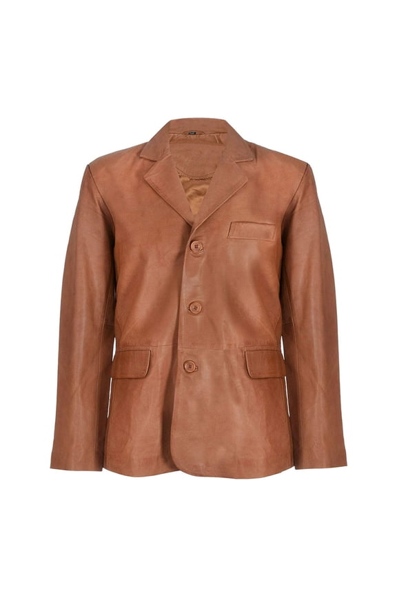 Men Fashion Stylish Brown 100% Genuine Lambskin Leather Lightweight Soft Satin lining with comforatble to carry Blazer for Men - XL Size