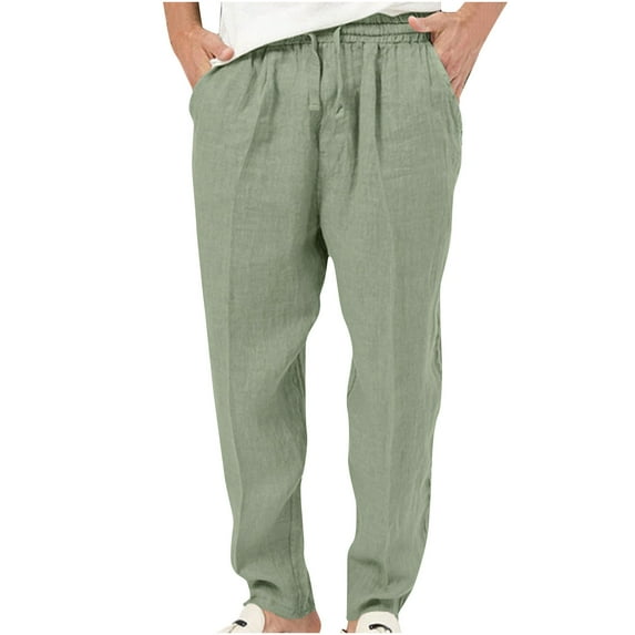 Men Fashion Summer Solid Casual Elastic Waist With Pocket Pants Capri Leggings For Men High Waist Short Side Pocket Leggings Linen Pants Men Leggings