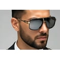 thumbnail image 1 of Men Fashion Sunglasses Shades Gold Frame Classic Square Style GM Mirror, 1 of 7