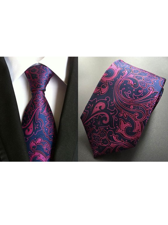 Men Fashion Wide 8cm Jacquard Necktie Paisley Floral Polyester Wedding Party Tie