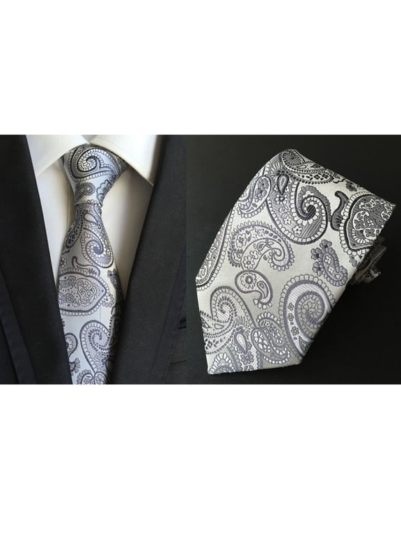 Men Fashion Wide 8cm Jacquard Necktie Paisley Floral Polyester Wedding Party Tie