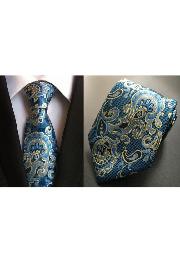 Men Fashion Wide 8cm Jacquard Necktie Paisley Floral Polyester Wedding Party Tie