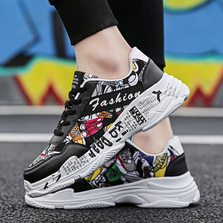 Men Fashion Wild Graffiti Casual Shoes Comfortable Breathable Low-Top  Sneakers