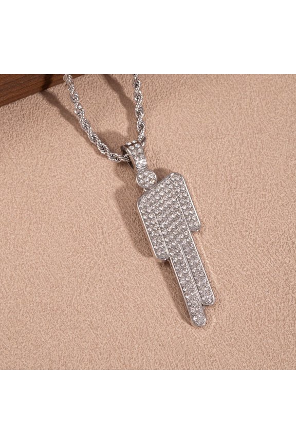 Men Fashionable Luxury Cartoon Rhinestone Pendant Necklace Trendy Hip Hop Unisex Pendants Wholesale Gemstone Lock Chain Women