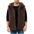 thumbnail image 1 of Men Faux Fur Vest Jackets Faux Fur Vest Coat Stand Collar Sleeveless Open Front Cardigan Fuzzy Coats Fluffy Outerwear with Pockets, 1 of 6
