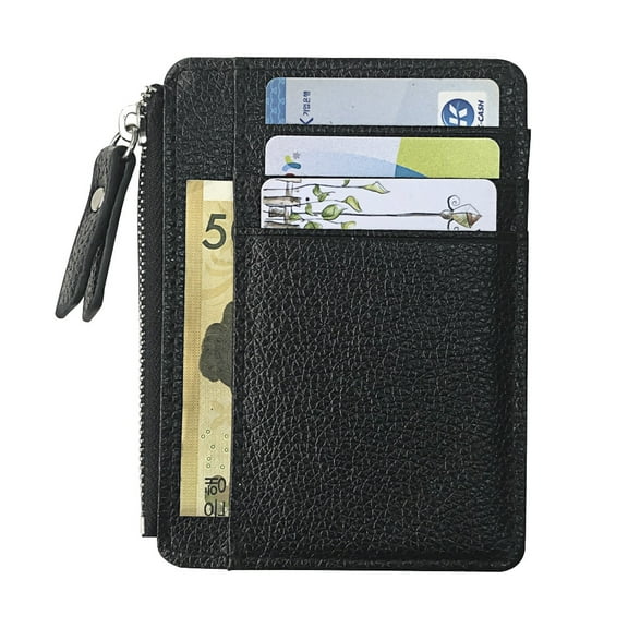 Men Faux Leather Credit Card Cash Holder Case Zipper Slim Wallet Coin Purse
